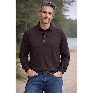 Hagger Cashmere Blend Knit Sweater Preppy Heritage Elbow Patches Brown Men's M